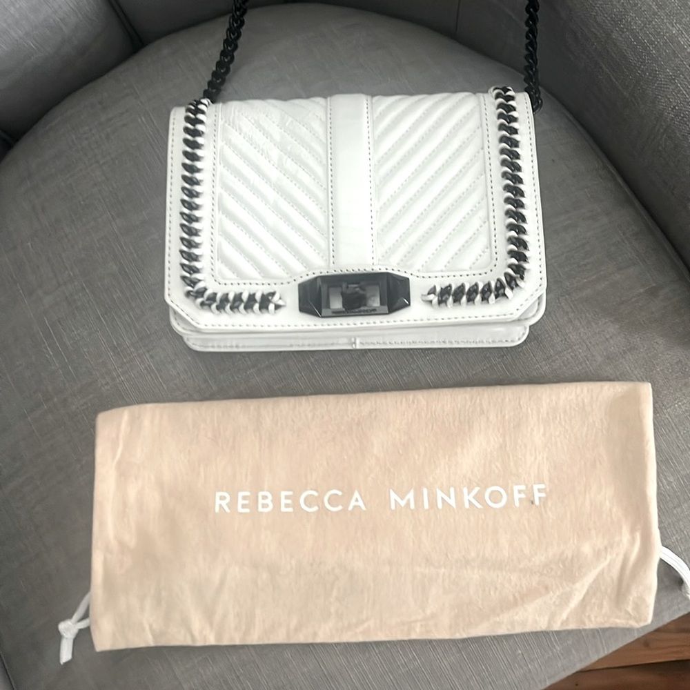 Rebecca Minkoff  White and Black Leather Crossbody Handbag